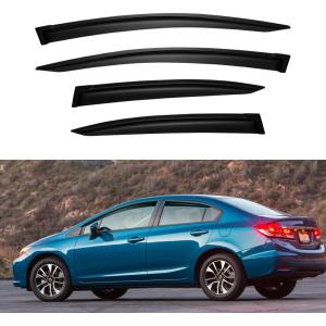 imageWindow Visors Rain Guards Shield for 2012 2013 2014 2015 Honda Civic Window Wind Deflectors Vent Shades for 1215 Civic Sedan