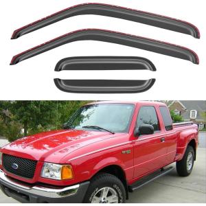 imageinChannel Window Visors Rain Guards Shield for 19931998 Ford Ranger SuperCab Window Vent Wind Deflectors Visors Shades for 9398 Ranger Extended Cab19992011 Ford Ranger SuperCab