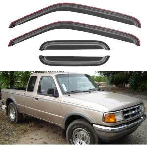 imageinChannel Window Visors Rain Guards Shield for 19931998 Ford Ranger SuperCab Window Vent Wind Deflectors Visors Shades for 9398 Ranger Extended Cab19931998 Ford Ranger SuperCab  Extended Cab